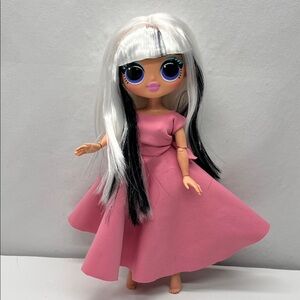 L.O.L. Surprise! Doll in Pink Handmade Dress with Black and White Hair